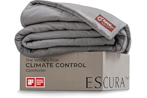 ESCURA Tw® Climate Control Comforter, King/Cali King, German Patented PCM Down Alternative All-Season Design for Hot Sleepers & Night Sweats, Bamboo Lightweight Breathable Hypoallergenic Blanket