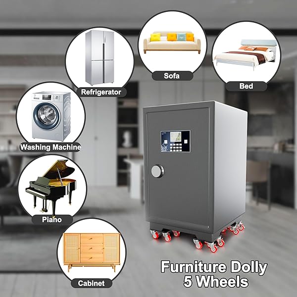 QENOVO FURNITURE DOLLY SET 5 WHEELS HEAVY DUTY, FURNITURE MOVERS WITH SILENT RUBBER WHEELS, 360° ROTATION WITH BRAKE, 1400LBS LOAD CAPACITY, FURNITURE LIFTER FOR EASY MOVING LARGE FURNITURE.