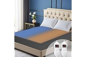 SOHTOPHO Heated Mattress Pad Queen Size - Electric Mattress Pad with Dual Control, 8 Heating Settings, Soft Blanket, Bed Warmer, 12-Hour Timer, Heater Sheets, 60" x 80" (Oval Grey, Queen)