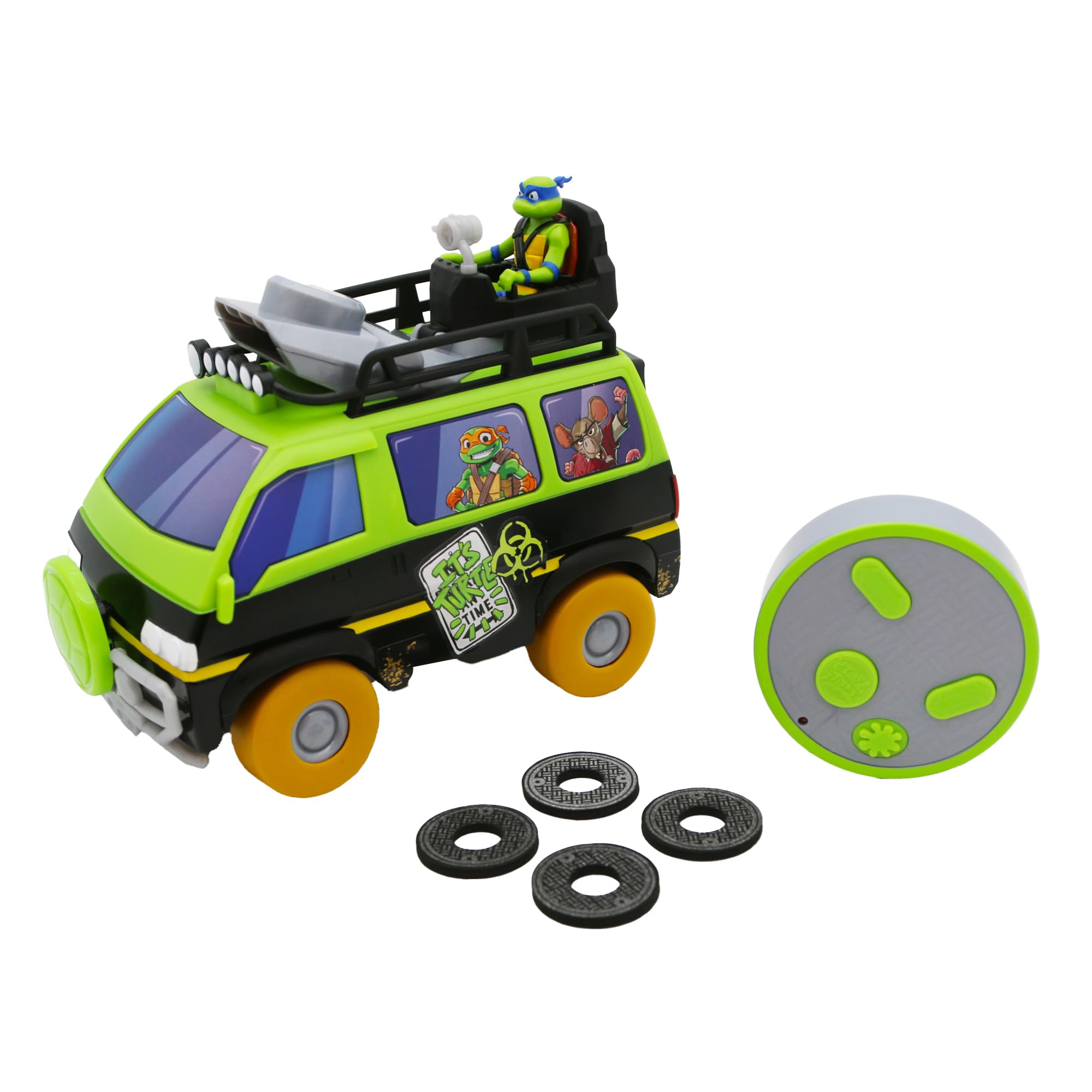 Teenage Mutant Ninja Turtles: Tales of The TMNT – Sewer Cap Striker RC Car | Full-Function Remote Control Vehicle | Launches 10 Foam Sewer Caps | Sewer Cap Remote Controller | Ages 6+ Image