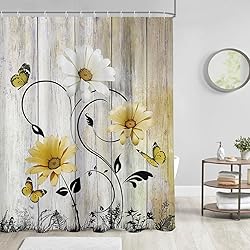 AAtter Yellow Floral Shower Curtain Standard Rustic