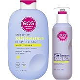 Bundle of eos Shea Better Body Lotion + Cashmere Shave Oil, Vanilla Cashmere, 24-Hour Moisture Skin Care, Lightweight &amp; Non-Greasy, Natural Shea, Vegan, Soothing Moisturizing