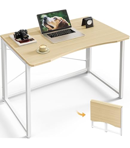 Amazon.com: Huuger Folding Desk with Storage Shelf, 31.5 Inch