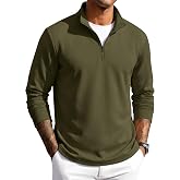 COOFANDY Men Quarter Zip Pullover Sweatshirts Long Sleeve Mock Neck Sweater | 1/4 Closure, Half-Opening, Quilted Texture, Fleece, Stand-up Collar, Business Casual, Golfing, Thermal, Ribbed Cuffs