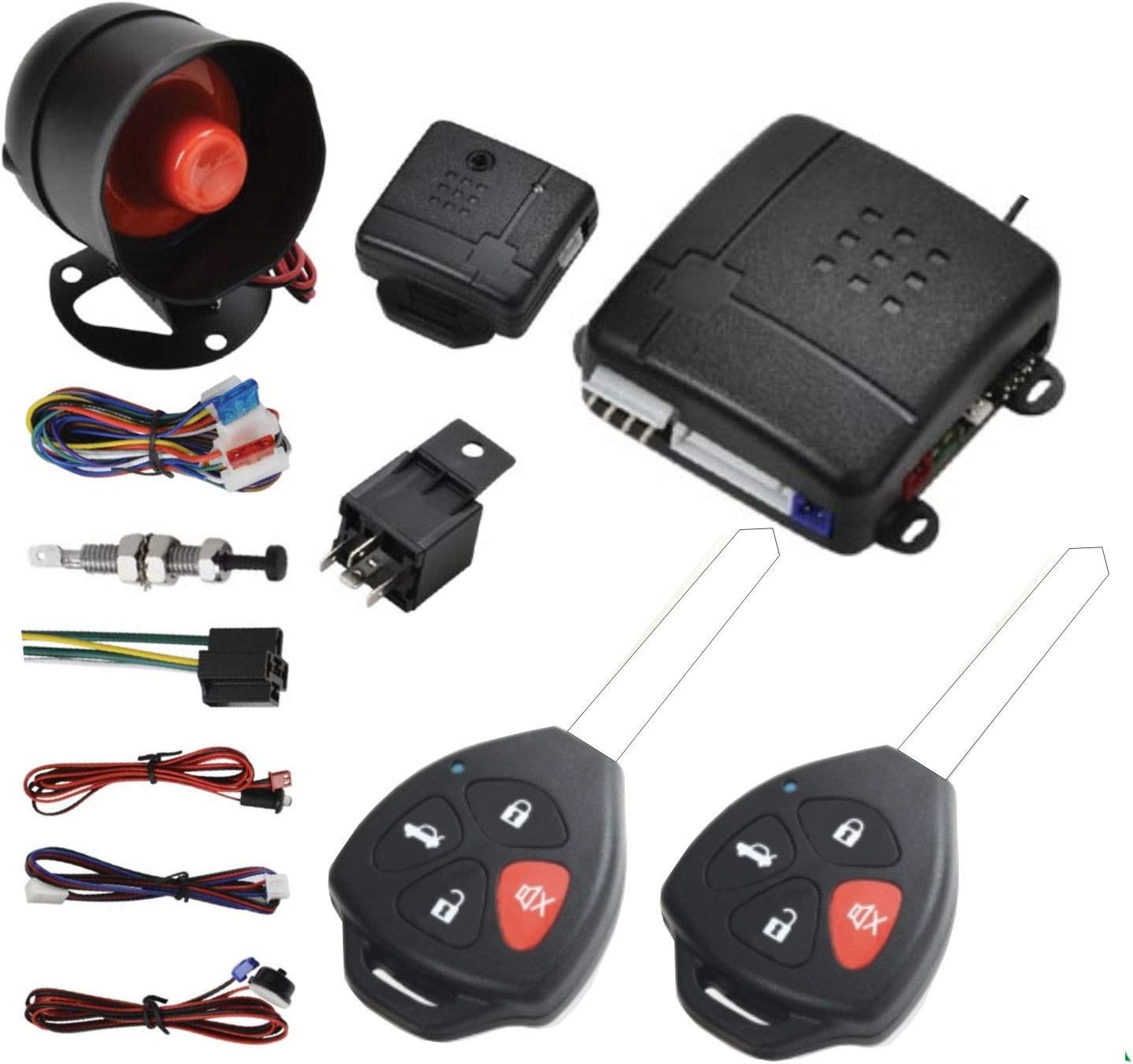 Style 17 Car Central Lock Universal Auto Remote Central Kit Vehicle Door Lock with Shock Sensor + Contorl Box + 2 Replacement Remote Contorl for Car Central Door Lock