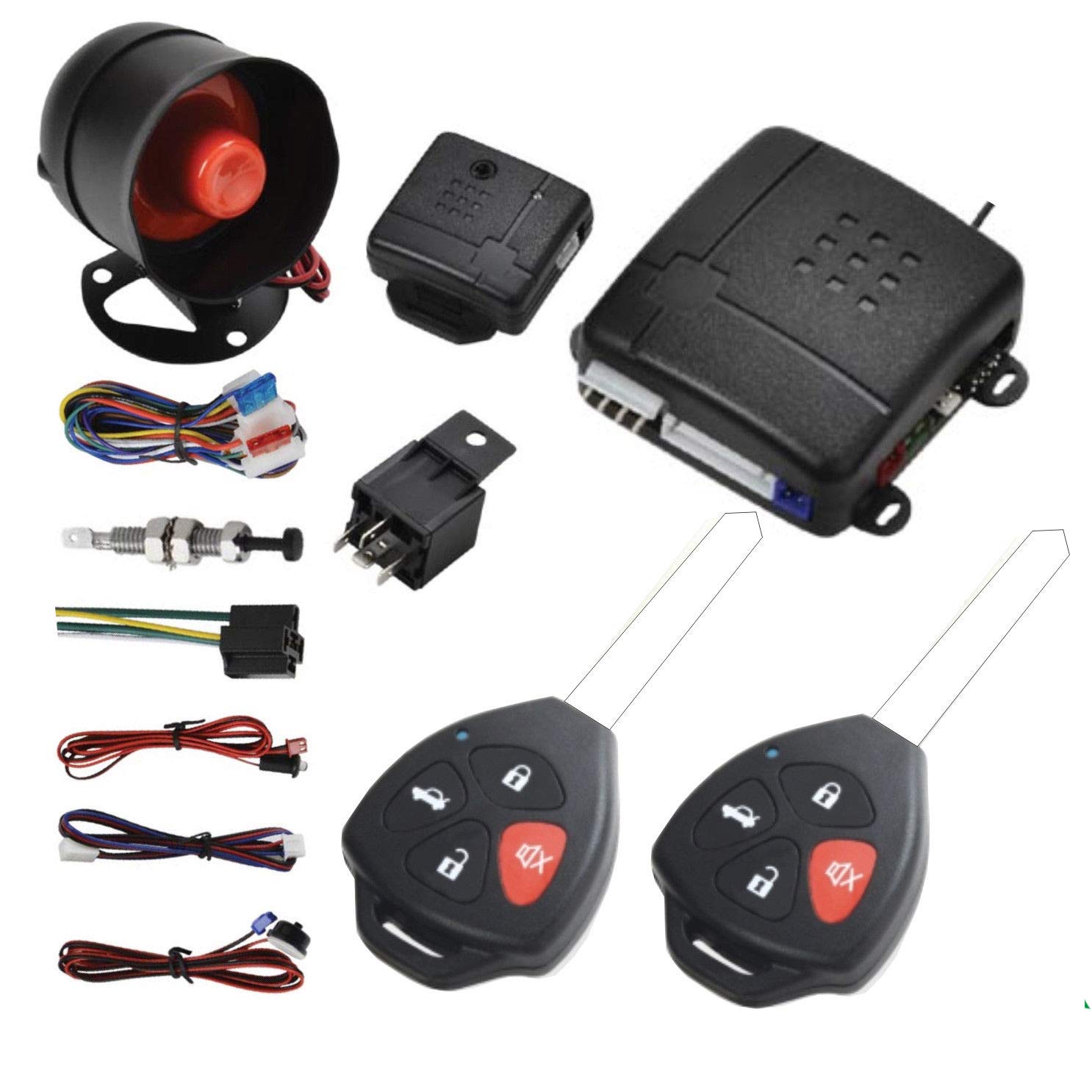 Style 17 Car Central Lock Universal Auto Remote Central Kit Vehicle Door Lock with Shock Sensor + Contorl Box + 2 Replacement Remote Contorl for Car Central Door Lock