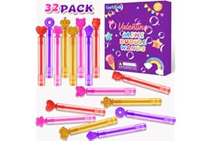 LEETOUS 32 Pack Valentines Mini Bubbles Party Favors for Kids Classroom, Valentines Day Small Gifts Toys for Toddler Boy Girl,Valentine Party Supplies Goodie Bag Stuffer Non Candy Treat Prize for Class School