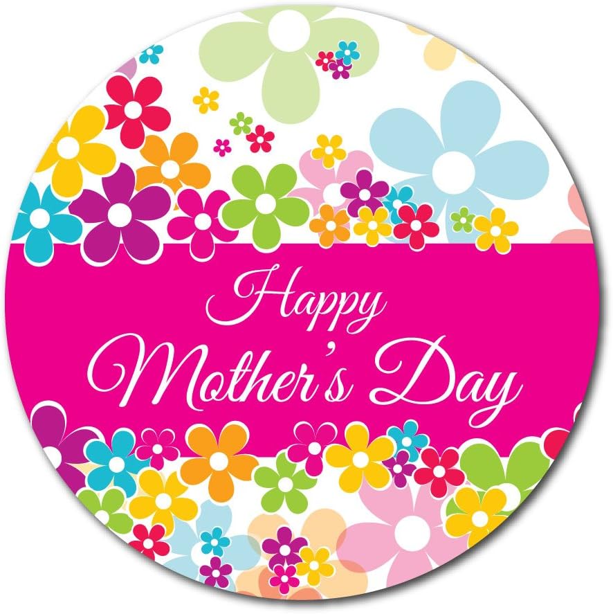 Happy Mother's Day Stickers 60mm flower design, crafts and