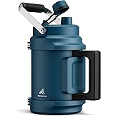 Half Gallon Water Jug for Men: 2-in-1 Straw Spout Lid, Dual Handle, Leakproof, Keep Cold 48H, 64 oz Insulated Water Bottle for Outdoors, Travel, Gym, Trip, Workout, Daily, Hydration, Picnic (Deepsea)