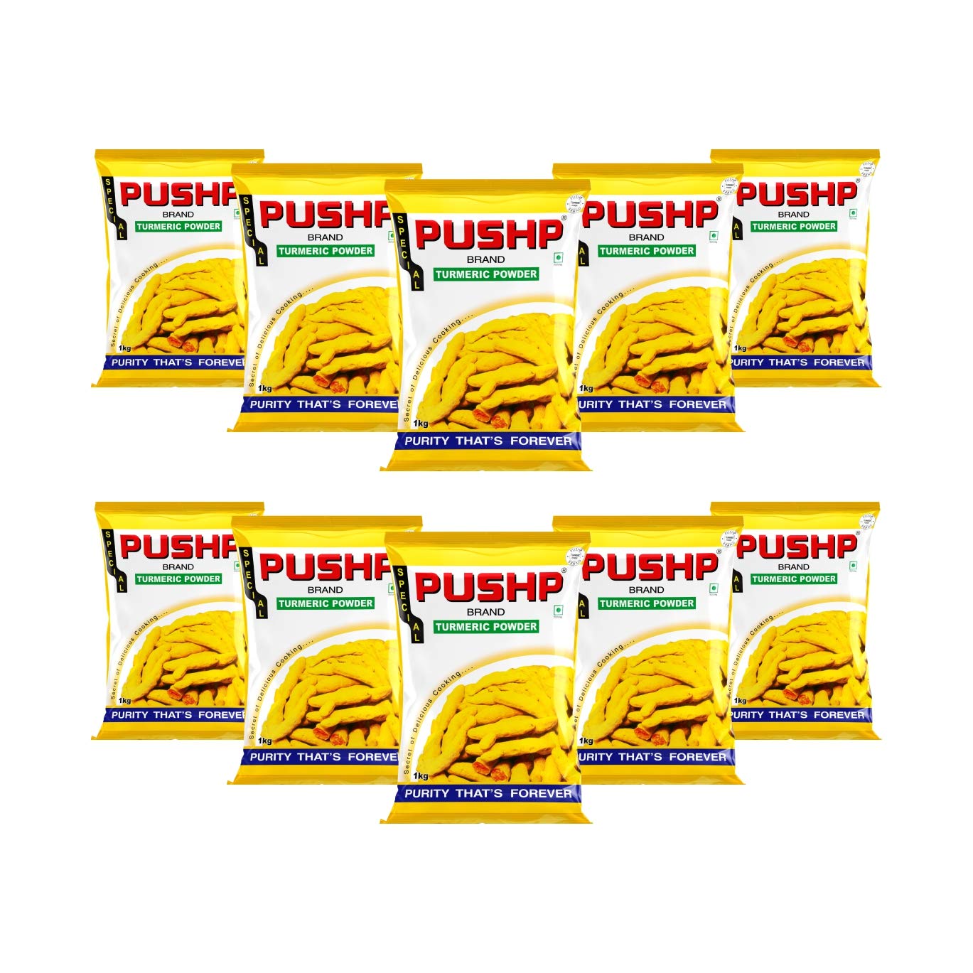 Pushp Brand Turmeric Powder Pouch (1kg pack) (Pack of 5)