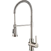 KRAUS Britt Commercial Style Spot Free Stainless Steel Pre-Rinse Kitchen Faucet with Deck Plate, KPF-1690SFS