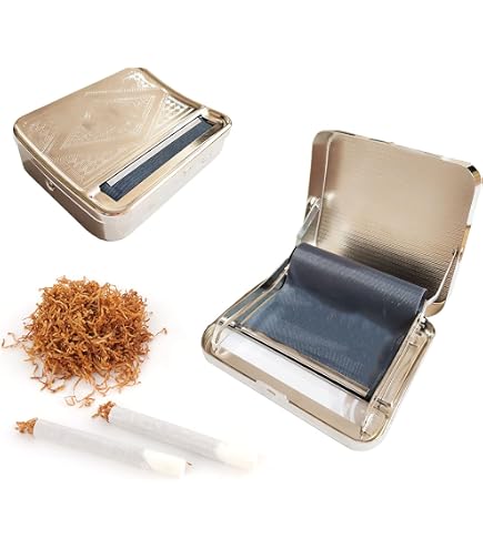Amazon.com: Cigarette Roller Box Metal Automatic Easy Use Manual Roll  Smoking Rolling Machine Case Tin Storage Box Cigarette Accessories Cigarette  Tobacco Cases : Health & Household