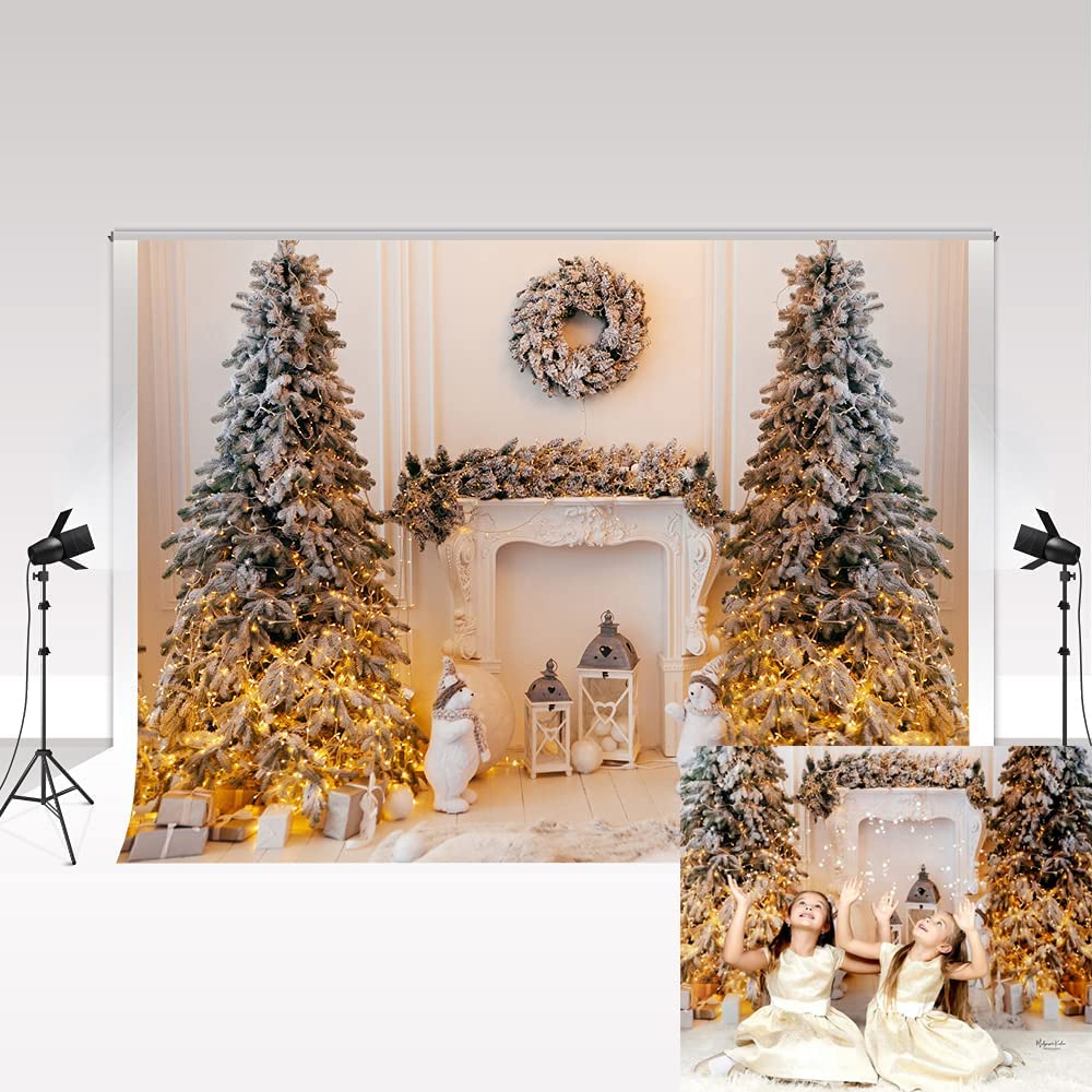 Kate Christmas Backdrop for Photography 7x5ft/2.2x1.5m Xmas Tree White Fireplace Photo Studio Background for Photoshoot Family Photo Booth Props Xmas Parties Decoration — image 1