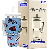 MigongBoyi 20-OZ Insulated Water Bottle,Insulated Stainless Steel Tumbler,Reusable Cold Drink Thermos,BPA-Free, Double-Wall Stainless Steel Water Bottle (Blue-Farm Vehicle, 20, Fluid Ounces)