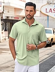 COOFANDY Mens Casual Button Down Shirt Short Sleeve