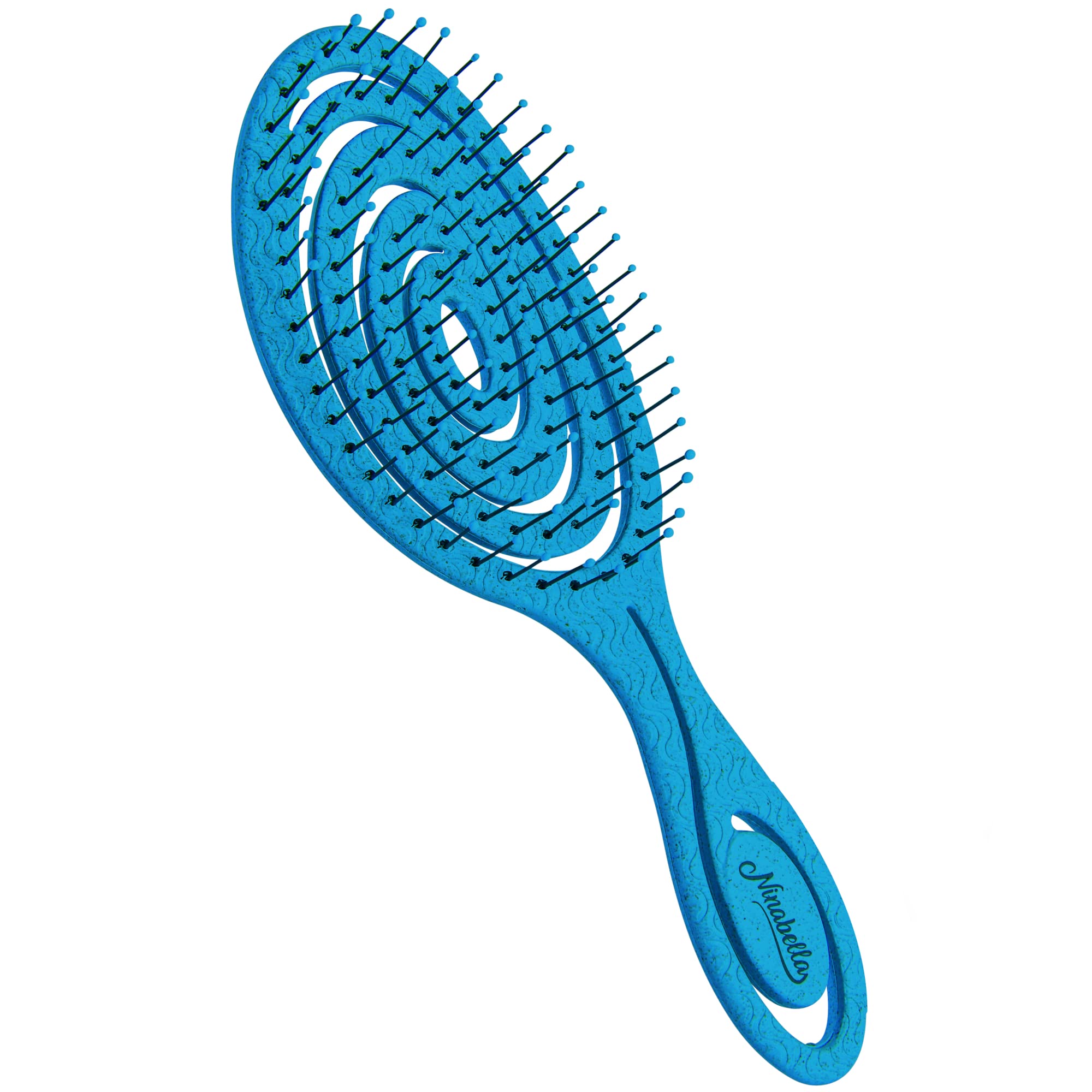 Ninabella Detangling Hair Brush for Women & Men - Does not Pull, Removes Tangles, Brushes for Straight, Curly & Wet Hair - Detangle Brush - Unique Spiral Hairbrush, Royal Blue