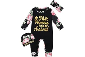Von kilizo Baby Girl Clothes Cute Floral Infant Newborn Baby Clothes for Girls Letter Print Snap Baby Girl Romper Jumpsuit
