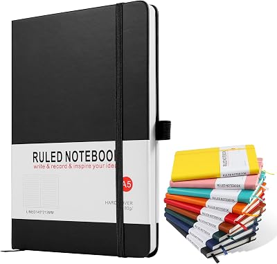 Lefute A5 Hardback Notebook PU Leather Journal 200 Pages Black