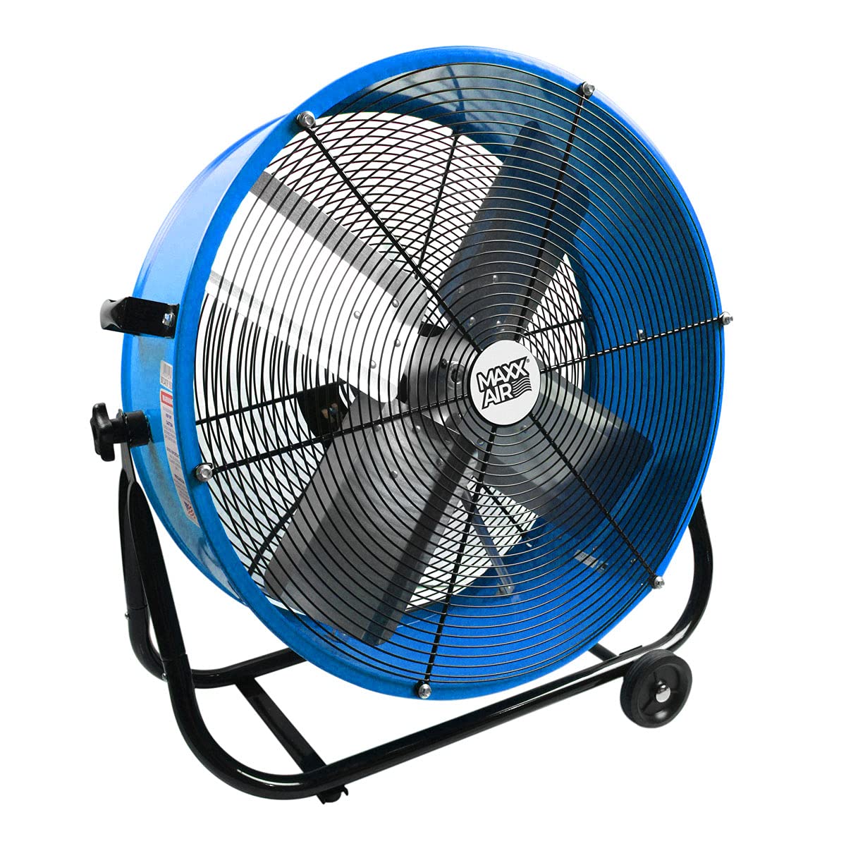 Maxx Air | Industrial Grade Air Circulator for Garage, Shop, Patio, Barn Use | 24-Inch High Velocity Drum Fan, Two-Speed, Yellow (Blue)