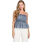 GUESS Womens Sleeveless Tiffany Peplum Top