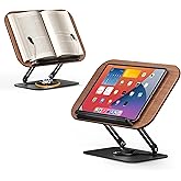 SupeDesk Book Stand for Reading, Adjustable Book Holder with 360° Rotating Bases, Foldable Designs, and Elastic Clips, Multif