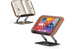 SupeDesk Book Stand for Reading, Adjustable Book Holder with 360° Rotating Bases, Foldable Designs, and Elastic Clips, Multif