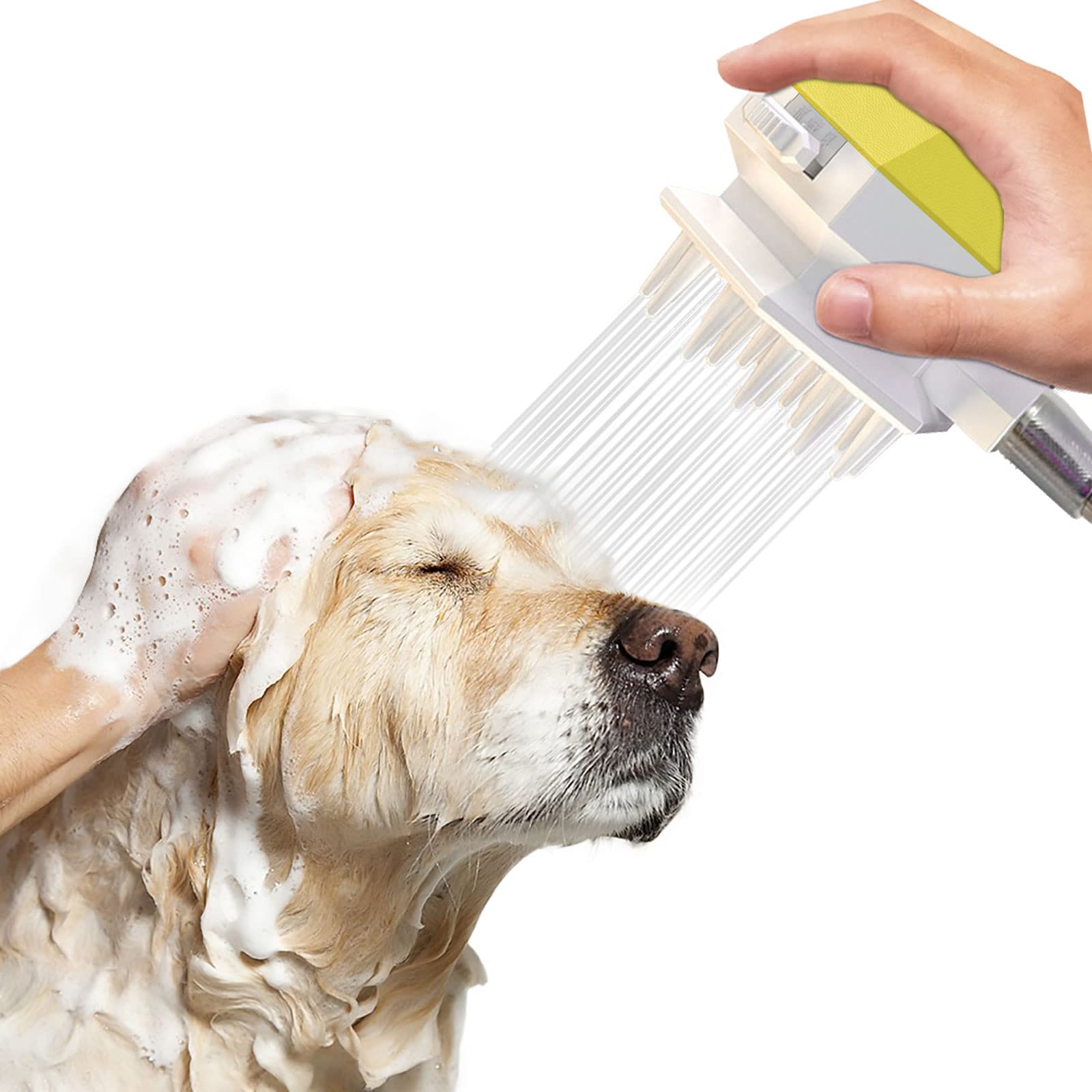 RonFin 3 in 1 Dog Shower Sprayer Head Attachment Dog Bath Brush Pet Scrubber Shower Sprayer Shampoo Dispenser Combing Dog Shower Sprayer Pet Grooming Bath Bathing Tool