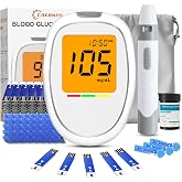 Blood Glucose Monitor Kit, Blood Sugar Testing kit with 50 Blood Sugar Test Strips, 50 Lancets, 1 Blood Glucose Meter, 1 Lancing Device, No Coding Required, Meter Glucometer Kit for Diabetes Testing for Home/Travel Use