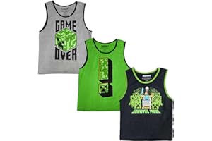 BIOWORLD Minecraft Creepers Value 3-Pack of Youth Boy's Sleeveless Muscle Shirts