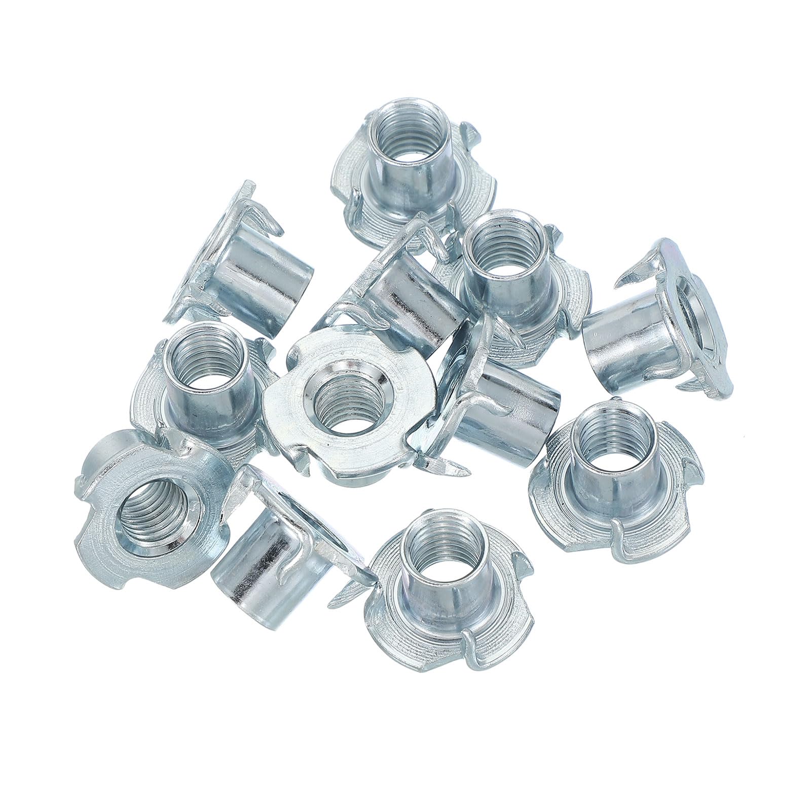 PATIKIL M12 T-Nuts, 12 Pcs Zinc Plated Steel 4-Pronged Tee Blind Nut 17 mm Length Four-jaw t Nuts Threaded Inserts Hardware for Wood Furniture Cabinetry Rock Climbing Holds