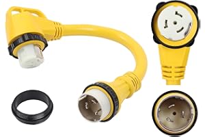 ONETAK SS2-50P to SS2-50R 1.5FT Right Angle 90 Degree 120V/240 50 Amp Male to Twist Lock Receptacle Generator RV Marine Shore