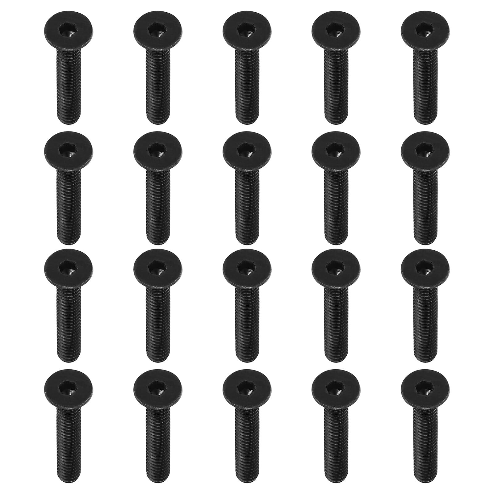 PATIKIL 1/4-20 x 1-1/2" Flat Head Socket Cap Screws, 20 Pack Flat Countersunk Bolts Carbon Steel Hex Socket Drive Machine Screws Full Thread Black Oxide Grade 10.9