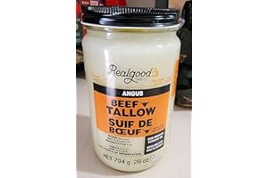 Real Good Foods Angus Beef Tallow, Premium All-Natural Cooking Oil, Gluten-Free, Never Bleached, No Preservatives, 794g/28oz