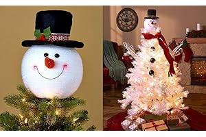 KNL Store Frosty Snowman Top Hat Christmas Tree Topper Decor Holiday Winter Wonderland Decoration