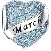 DALARAN Birthstone Charms Happy Birthday Heart Bead Charm for Pandora Bracelet with Present Box for Women