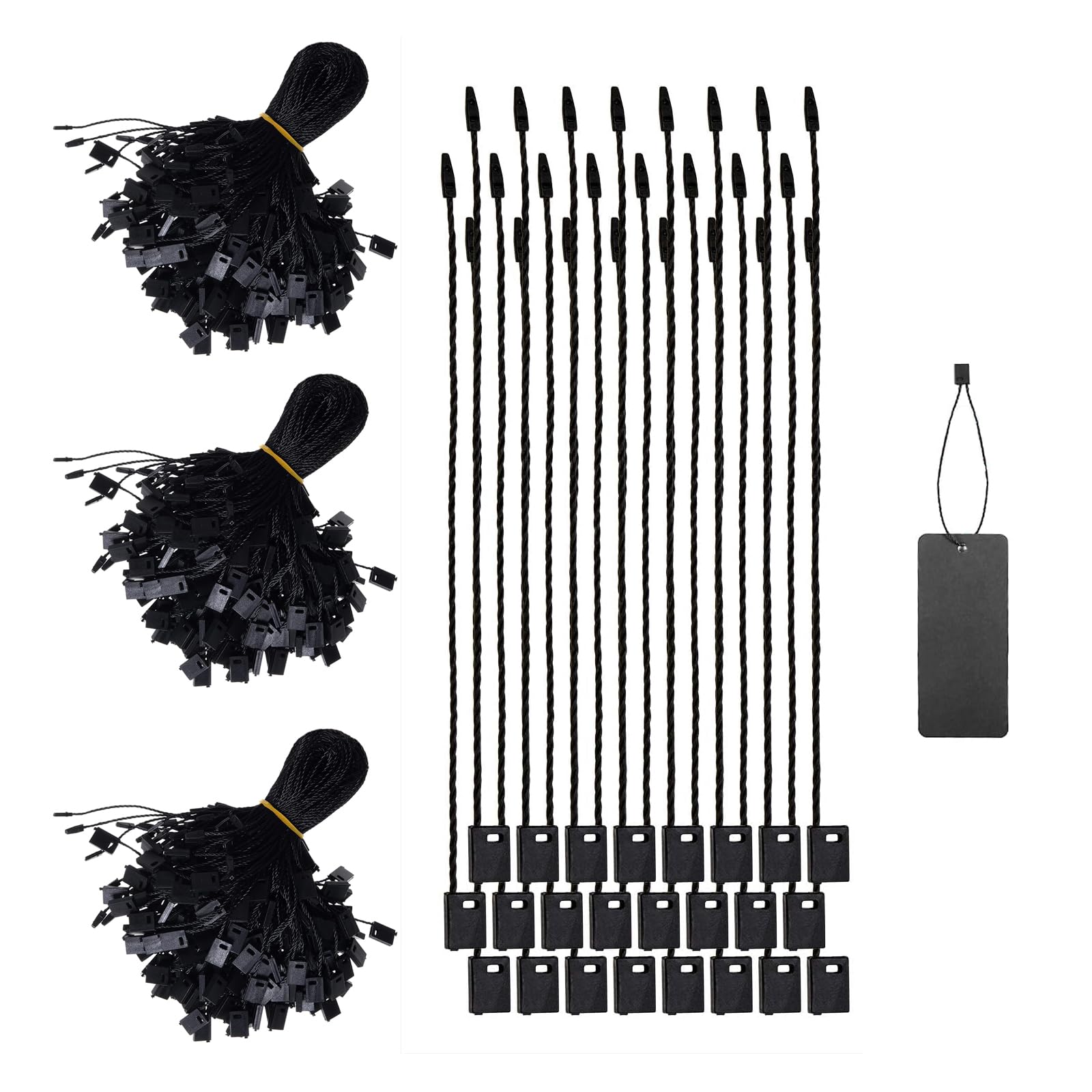 SWYSGS 1000 Pieces Tag String String Tag String String Clothing Label Strings for Labels, Clothing, Luggage, Products, Jewelry (Black)