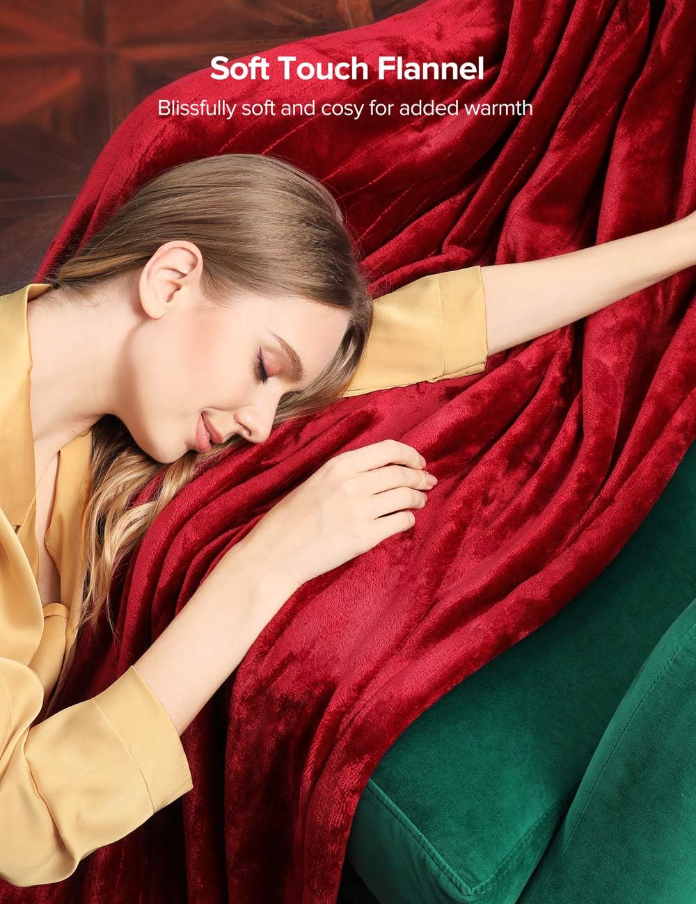 Sable Heated Blankets, 72'' x 84'' Full Size Electric Blanket Throws, Soft Flannel, Full Body Fast Heating, 10 Heat Levels, Auto-Off, ETL Certified, Overheating Protection, Machine Washable (Red): Kitchen & Dining