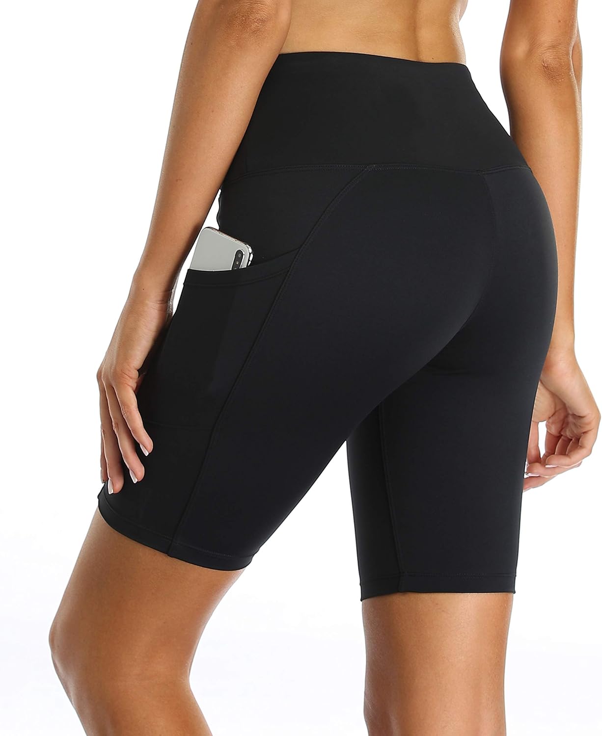Oalka Women's Short Yoga Side Pockets High Waist Workout Running Shorts: Clothing
