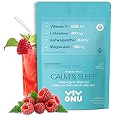 VivoNu Calm & Sleep Powdered Drink Mix Raspberry L Theanine Ksm-66 Ashwagandha Magnesium Glycinate Vitamin D3 Supplements for Relaxation & Focus No Sugar Non GMO 20pcs/1 Bag
