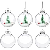 FUN N DOPE Clear Glass Ornaments, 60mm Fillable Ornaments for Crafts - 6-Pack, Ideal for Christmas Decor