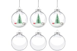 FUN N DOPE Fillable Ornaments - 70mm Clear Glass Ornaments for Crafts and Stunning Holiday Decor - Clear Ornaments for Crafts Fillable, Ideal for Christmas - Large Clear Christmas Ornaments Balls – 6-Pack