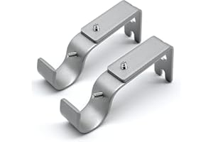 ZTLAB Curtain Rod Brackets Adjustable, 2 Pack Premium Rod Brackets for Wall, Curtain Rod Holder, Drapery Rod Holders Hardware Window Curtain Rod Support Hanger for 1 Inch Rod, Silver