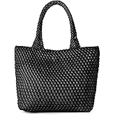 AUACDIY Woven Tote Bag for Women, Fashion Woven Bags for Women Vegan Leather Shoulder Handbags Large Summer Beach Travel Bag