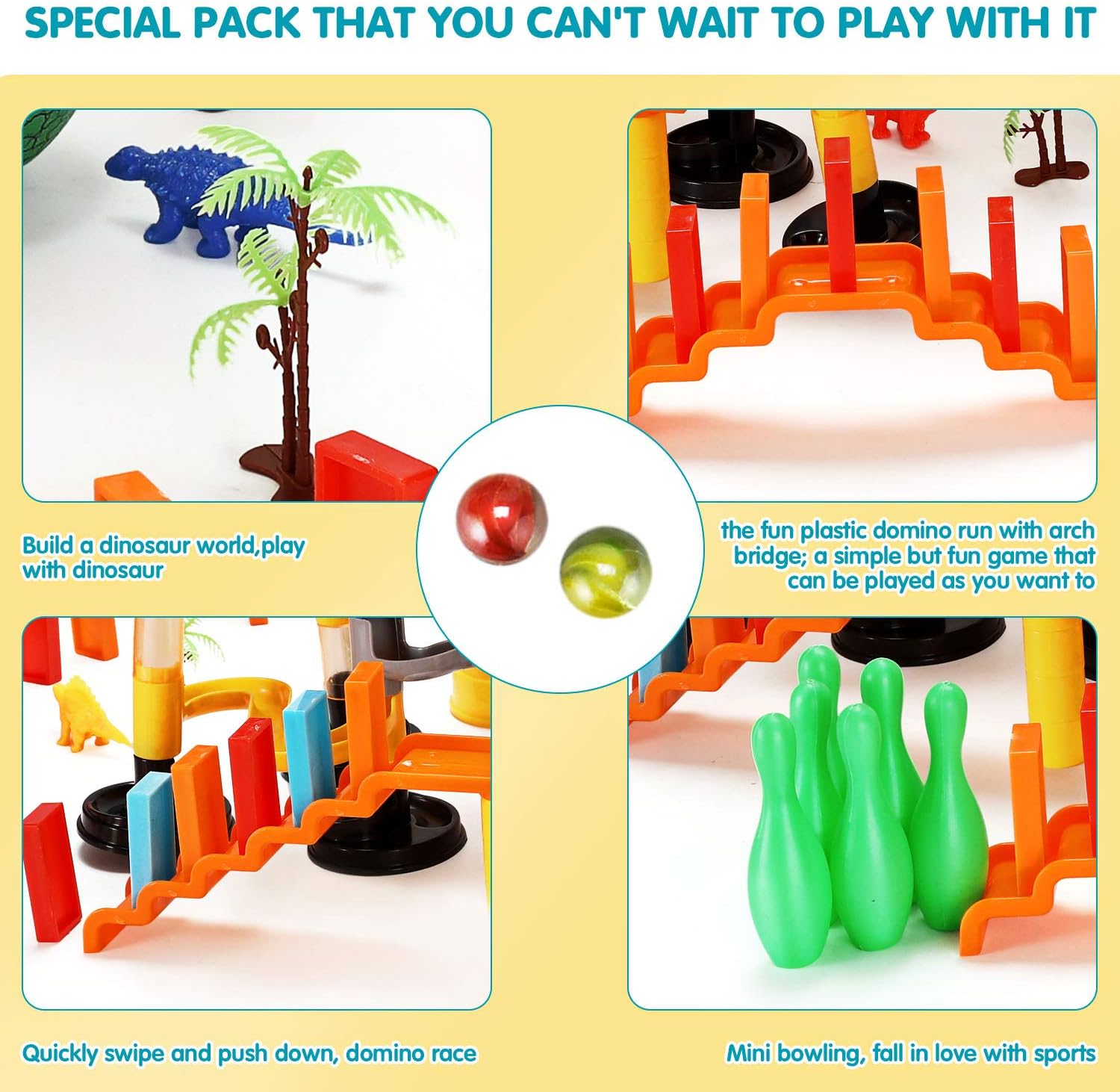 Ucradle Marble Run, 278 Pcs Marble Runs for Kids Creative Marble Track Set Railway Building Blocks Domino and Marbles for Kids Educational Learning Marble Maze for Ages 4+Boys and Girls - Image 5