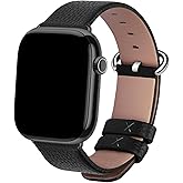 Fullmosa Leather Bands Compatible with Apple Watch Band 41mm 40mm 38mm 42mm 44mm 45mm 46mm 49mm Women Men for iWatch Series 11/10/9/8/7/6/5/4/3/2/1,Ultra3/2/1,SE3/2/1, 42mm 41mm 40mm 38mm, Black/Silver