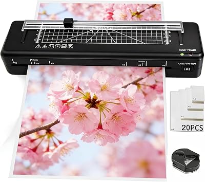 BAYGE A3 Laminator with Built-in Trimmer, Fast Warm-up, 33cm Cold/Hot