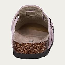 KIDMI Women's Genuine Suede Clogs Cork Footbed