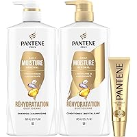 Pantene Shampoo 820 mL, Conditioner 745 mL and Hair Treatment 15 mL Set, Daily Moisture Renewal For Dry Hair, Safe For Color-