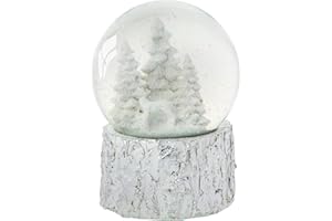 Celebright Christmas Musical Snow Globe - Wind Up & Play - Traditional Festive Decoration - Large 14cm (White Christmas Tree Scene)