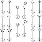 Pnsgisr Threadless Noses Rings/Flat Back Earrings, 20G 18G 5/16in, 8Pairs Surgical Steel Piercing Jewelry for Women Men.